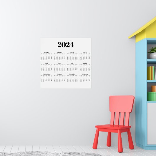 Maandelijkse kalender 2024 | Elke achtergrond Poster (Kinderkamer 1)