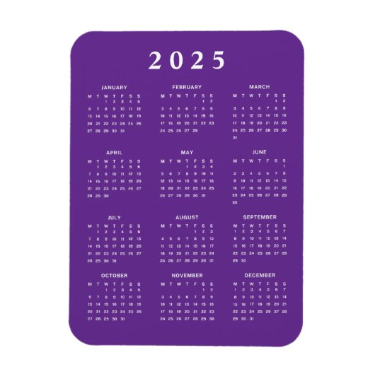 Maandelijkse kalender 2025 magneet (Verticaal)