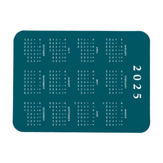 Maandelijkse kalender 2025 magneet (Horizontaal)