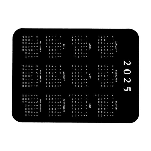 Maandelijkse kalender 2025 magneet (Horizontaal)