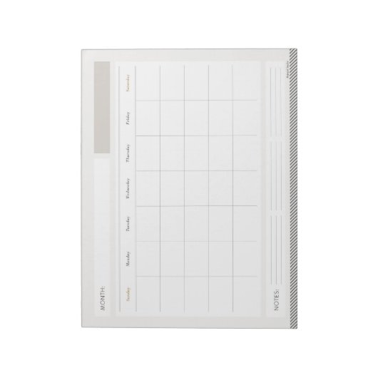 Maandelijkse kalender notitieblok (Linkerzijde)