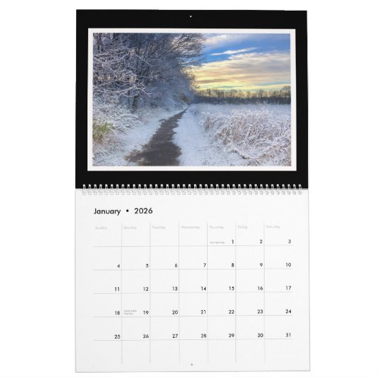 Maandelijkse kalender voor landwegen en paden (Jan 2026)