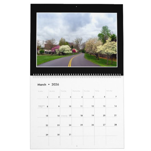 Maandelijkse kalender voor landwegen en paden (Mar 2026)