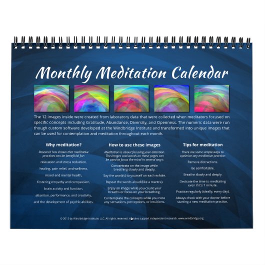 Maandelijkse kalender voor Meditatie (Hoes)
