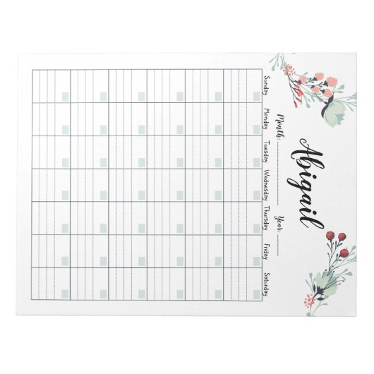 Maandelijkse kalender voor permanente planning Flo Notitieblok (Voorkant)