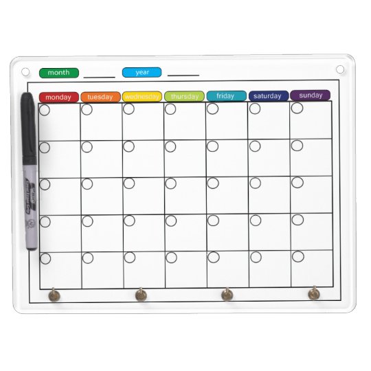 Maandelijkse Kalender Whiteboard Zazzle Nl