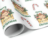 Maandelijkse kerstbrief Winterdieren apen Cadeaupapier (Rol Hoek)