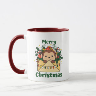 Maandelijkse kerstbrief Winterdieren apen Mok