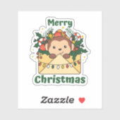Maandelijkse kerstbrief Winterdieren apen Sticker (Vel)