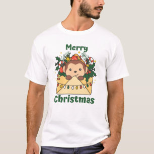 Maandelijkse kerstbrief Winterdieren apen T-shirt