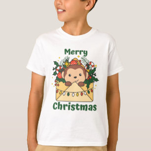 Maandelijkse kerstbrief Winterdieren apen T-shirt