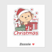 Maandelijkse kerstcadeaus Winterdieren apen Sticker (Vel)