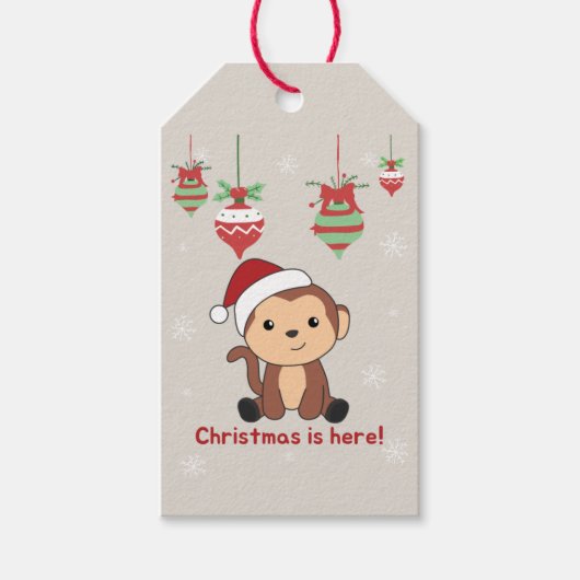 Maandelijkse kerstdagen winterdieren Monkeys Gift Cadeaulabel (Voorkant)