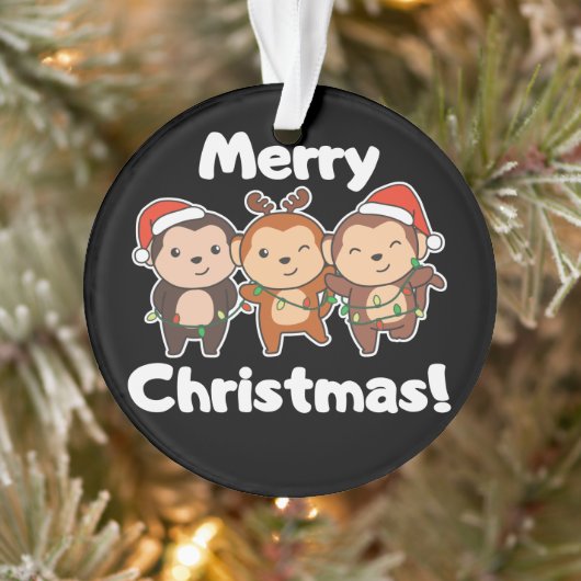 Maandelijkse kerstdieren apen Zware kerst O Ornament (Boom)