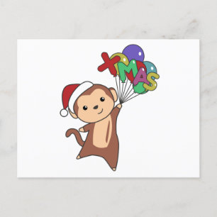 Maandelijkse kerstsneeuw Winterdieren apen Briefkaart