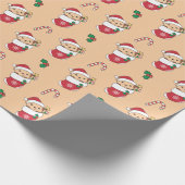 Maandelijkse kerstsneeuw Winterdieren apen Cadeaupapier (Hoek)