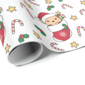 Maandelijkse kerstsneeuw Winterdieren apen Cadeaupapier (Rol Hoek)