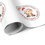 Maandelijkse kerstsneeuw Winterdieren apen Cadeaupapier (Rol Hoek)