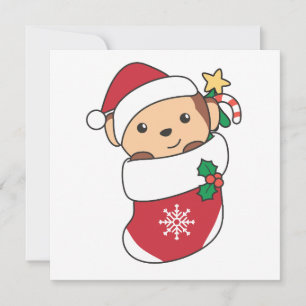 Maandelijkse kerstsneeuw Winterdieren apen Feestdagenkaart