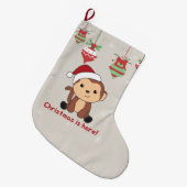 Maandelijkse kerstsneeuw Winterdieren apen Grote Grote Kerstsok (Voorkant (Hangend))