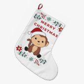 Maandelijkse kerstsneeuw Winterdieren apen Grote Grote Kerstsok (Voorkant (Hangend))