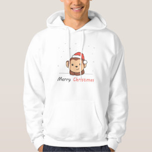 Maandelijkse kerstsneeuw Winterdieren apen Hoodie