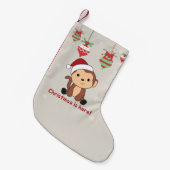 Maandelijkse kerstsneeuw Winterdieren apen Klein Kleine Kerstsok (Voorkant (Hangend))