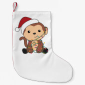 Maandelijkse kerstsneeuw Winterdieren apen Kleine Kerstsok (Voorkant)