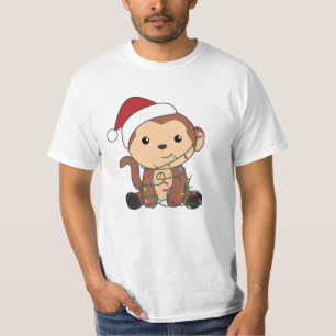 Maandelijkse kerstsneeuw Winterdieren apen T-shirt