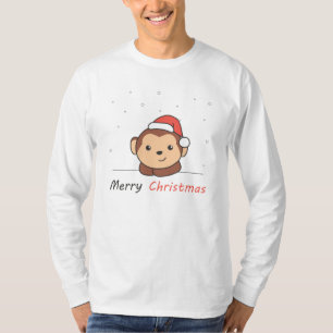 Maandelijkse kerstsneeuw Winterdieren apen T-shirt