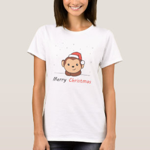 Maandelijkse kerstsneeuw Winterdieren apen T-shirt