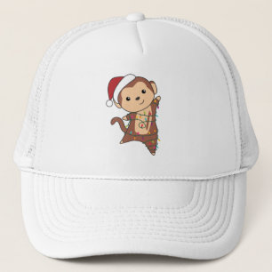 Maandelijkse kerstsneeuw Winterdieren apen Trucker Pet