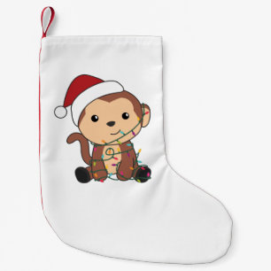 Maandelijkse kerstwinter winterdieren apen volwass kleine kerstsok