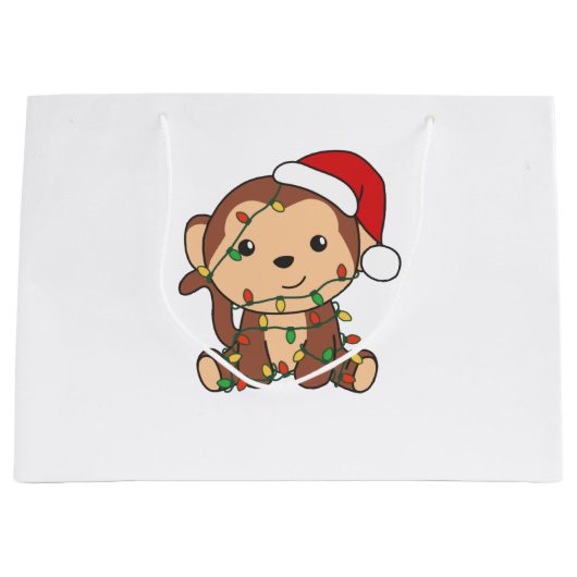 Maandelijkse kerstwinterdieren apen groot cadeauzakje (Voorkant)