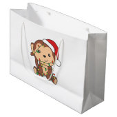 Maandelijkse kerstwinterdieren apen groot cadeauzakje (Voorkant Gekanteld)