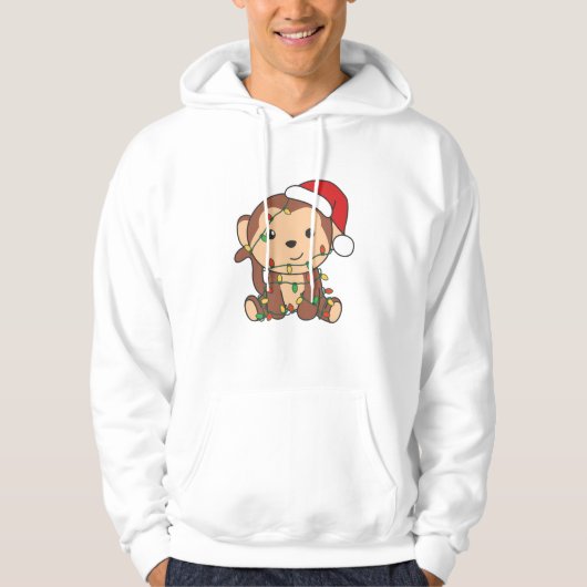 Maandelijkse kerstwinterdieren apen hoodie (Voorkant)