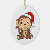 Maandelijkse kerstwinterdieren apen keramisch ornament (Rechts)