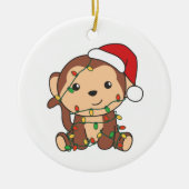 Maandelijkse kerstwinterdieren apen keramisch ornament (Voorkant)
