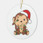 Maandelijkse kerstwinterdieren apen keramisch ornament (Links)