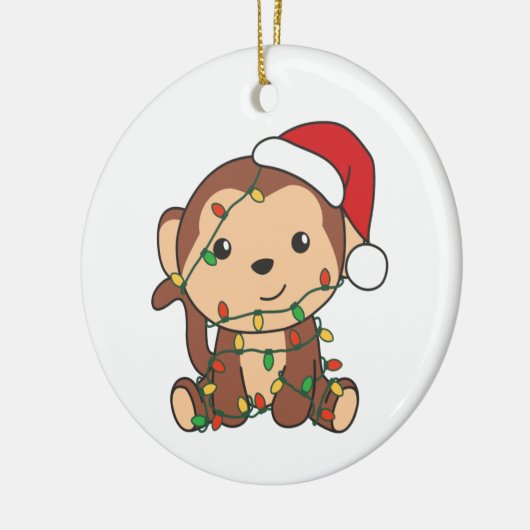 Maandelijkse kerstwinterdieren apen keramisch ornament (Links)