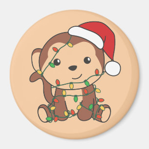 Maandelijkse kerstwinterdieren apen Magnet