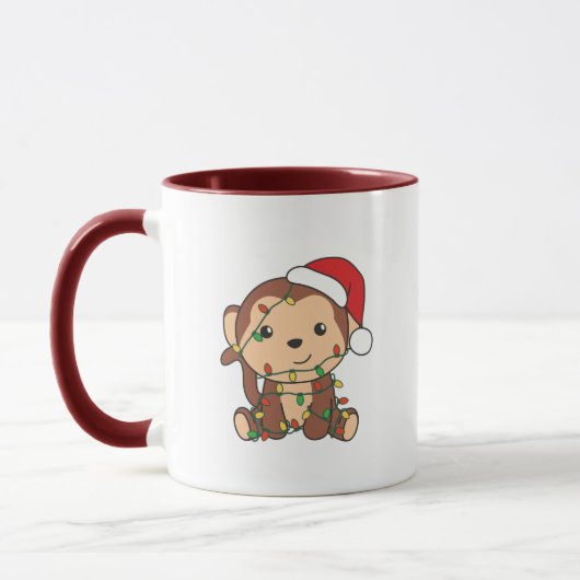 Maandelijkse kerstwinterdieren apen mok (Links)