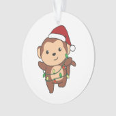 Maandelijkse kerstwinterdieren apen ornament (voorkant)