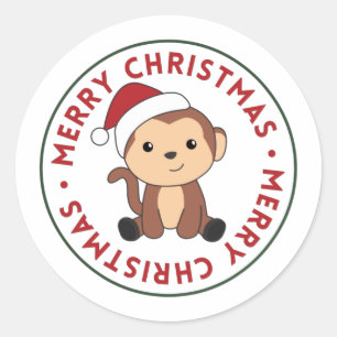 Maandelijkse kerstwintersneeuw ronde sticker