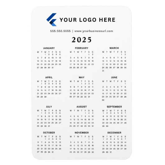 Maandelijkse Logo Minimalist 2025 Kalender Magneet (Verticaal)