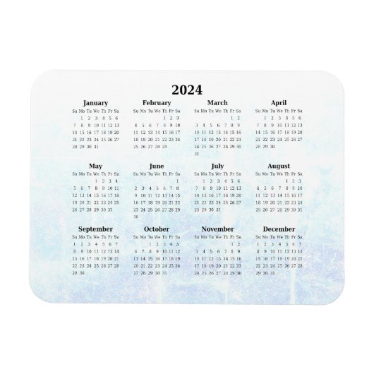 Maandelijkse Magnet van de Kalender 2024 Gestructu Magneet (Horizontaal)