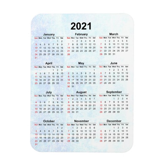Maandelijkse Magnet van de Kalender van 2021 Gestr Magneet (Verticaal)