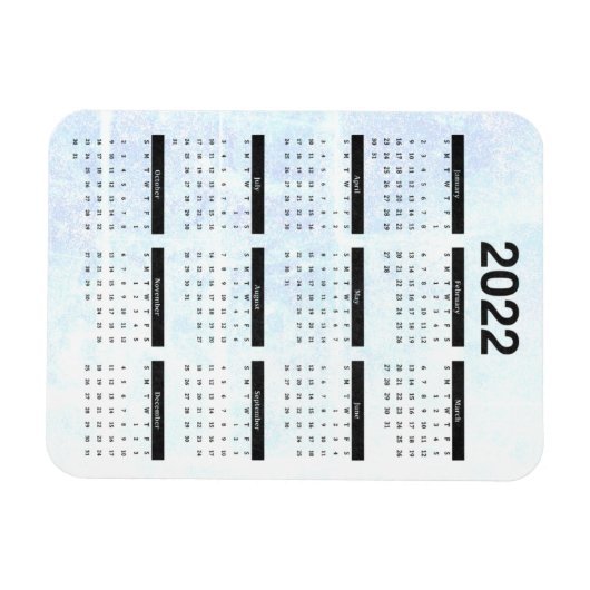 Maandelijkse Magnet van de Kalender van 2022 Gestr Magneet (Horizontaal)