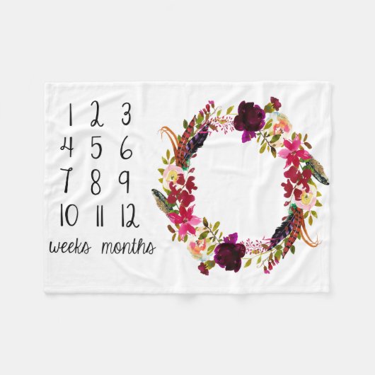 Maandelijkse mijlestone Photo Baby Blanket Fleece Deken (Voorkant (Horizontaal))