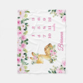 Maandelijkse mijlpaal Baby roze Floral Fleece Deken (Voorkant)